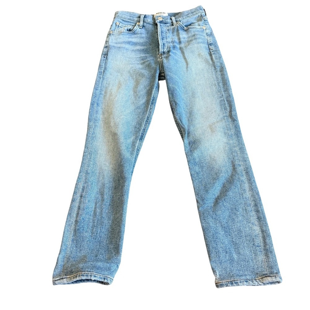 Agolde Nico Light Wash Denim Jeans High Waisted Button Fly Size 24 Women's